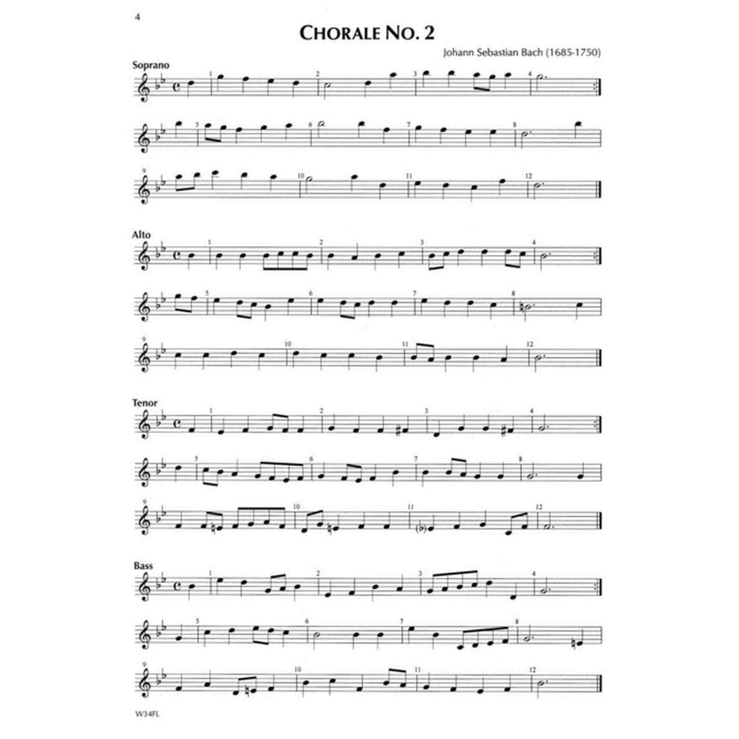 Sheet music for Chorale No. 2 by Johann Sebastian Bach with musical notation.