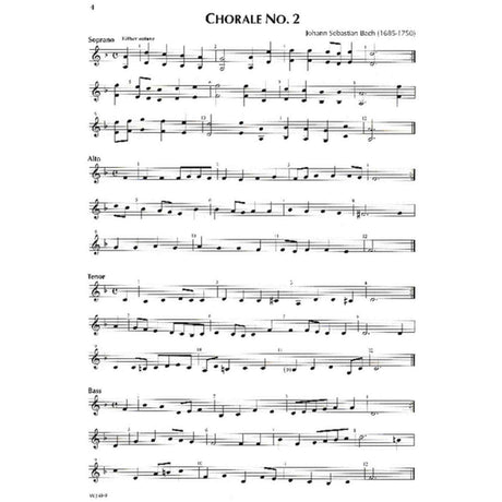Sheet music for Chorale No. 2 for French horn by Johann Sebastian Bach on a white background