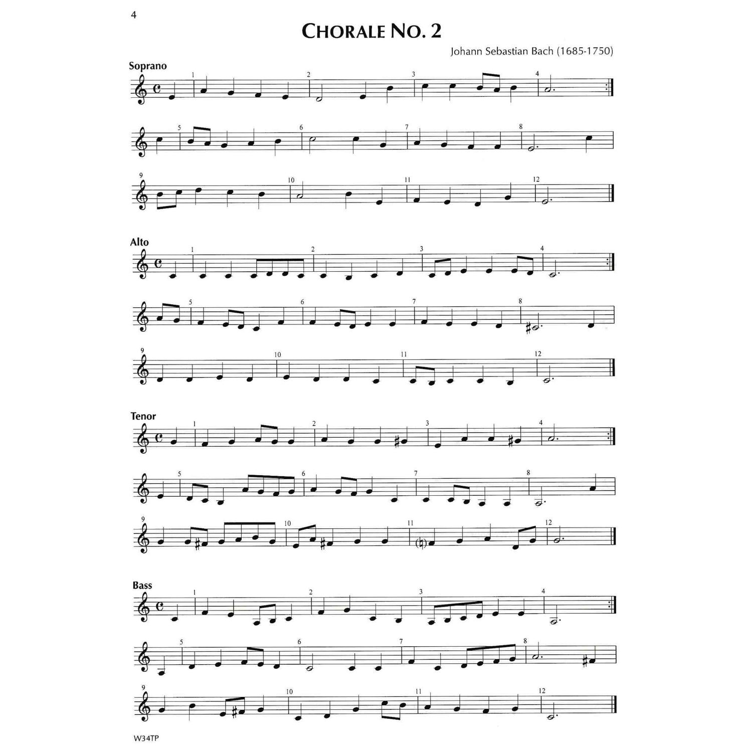 Trumpet Sheet music for Chorale No. 2 by Johann Sebastian Bach on a white background