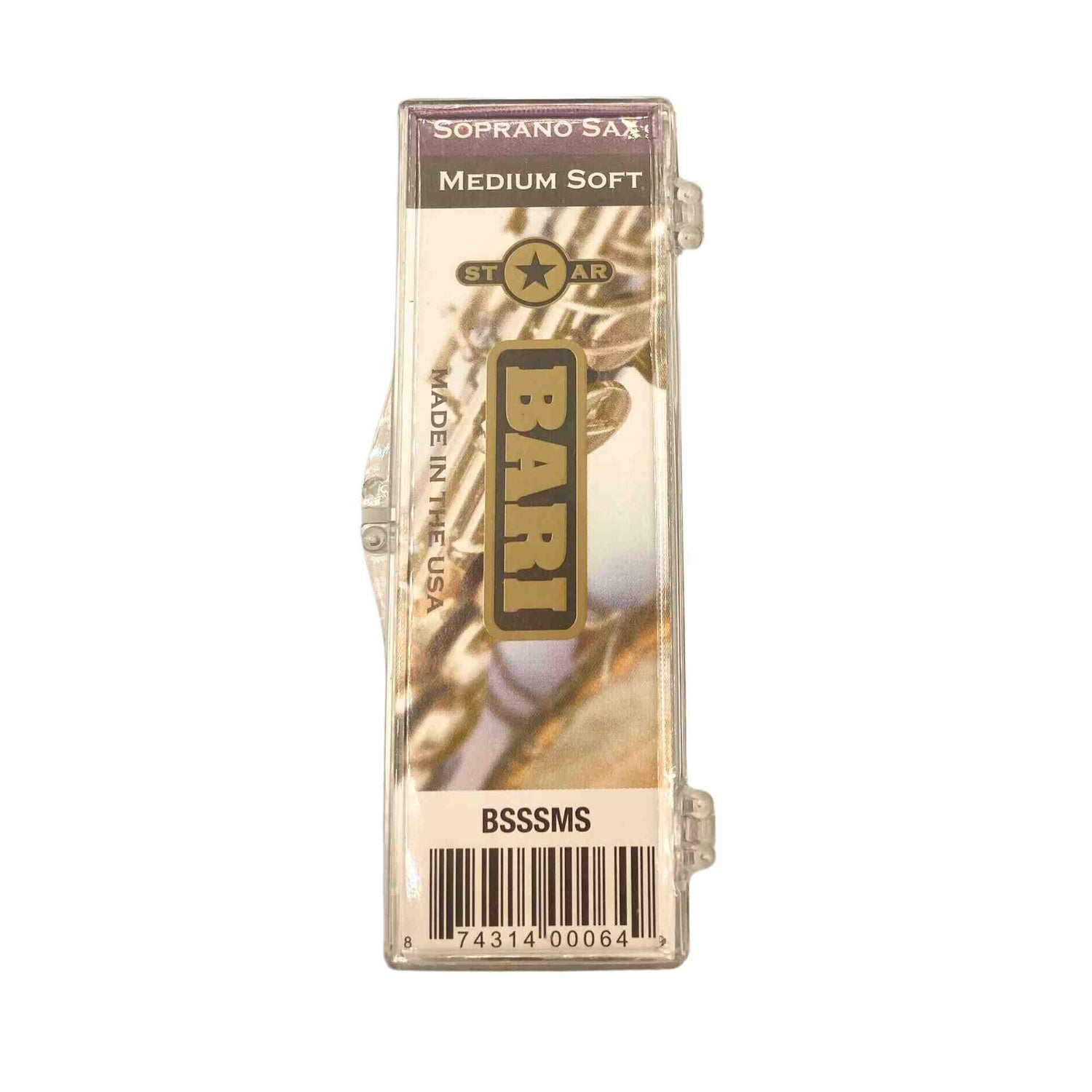 Bari Synthetic Soprano Sax Reed - Strength 2.5 - Medium Soft 2.5 - Star Gold- Single