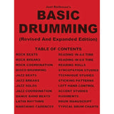 Book cover of 'Basic Drumming' with a red background and black text.