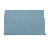 The image shows a light blue-gray microfiber polishing cloth with serrated edges, designed for cleaning and maintaining musical instruments. Its fine, lint-free weave safely removes dust, fingerprints, and moisture from guitars, violins, brass, woodwinds, piano keys, and instrument cases. Durable and non-abrasive, this essential cloth is a common accessory musicians use for regular instrument care.