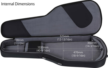 The image shows an open violin case with internal dimensions labeled. It features a main compartment shaped for the violin, a smaller bow compartment, and gray padded lining for protection. Dimensions include 1030mm length, 470mm width, and 360mm height. The case has a black exterior, zipper closure, and likely handles or straps. Designed for safe storage and transport of violins.