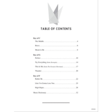 The image shows a table of contents page from a music book, featuring a decorative logo and the title "TABLE OF CONTENTS." Songs are organized by key: C (The Middle, Brave, Meant to Be), G (Perfect, Try Everything, This Is Me, Thunder), and F (Rather Be, Like I'm Gonna Lose You, High Hopes). An additional section lists a Music Dictionary. The book appears to be a contemporary pop songbook for educational use.