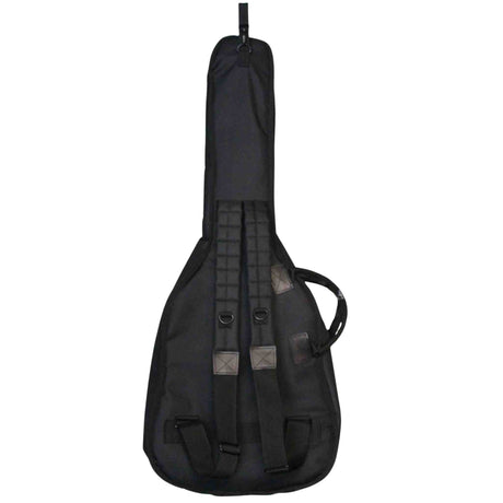 Black guitar case with straps on a white background
