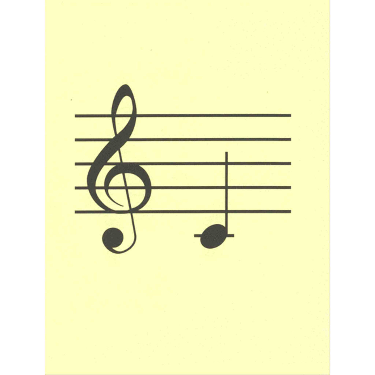 Music staff with clef and notes on a yellow background