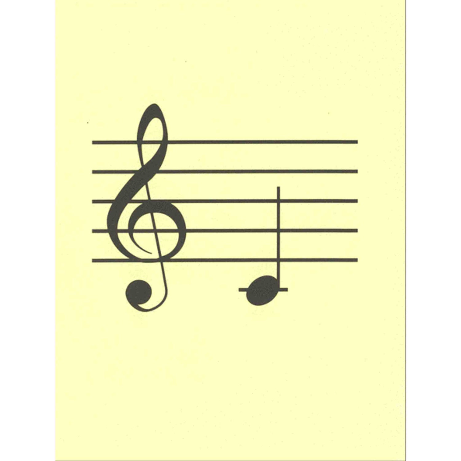 Music staff with clef and notes on a yellow background