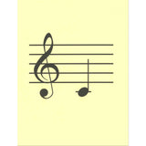 Music staff with clef and notes on a yellow background