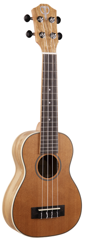 The front of the Teton TS140W Soprano Ukulele. Solid Cedar Top with Teton logo on the headstock.