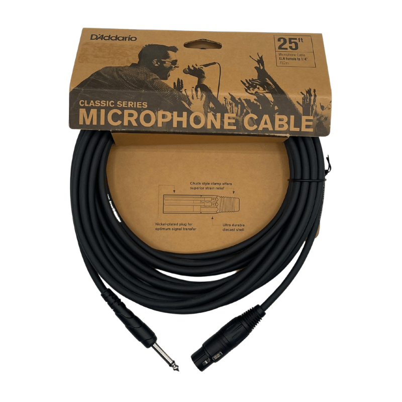 D'Addario XLR to 1/4" TRS Microphone Cable - 25'