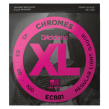 Packaging for D'Addario ECB81 bass guitar strings with brand details