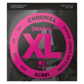 Packaging for D'Addario ECB81 bass guitar strings with brand details