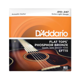 Packaging for D'Addario EFT15 Flats acoustic guitar strings with product details