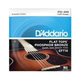 Packaging for D'Addario EFT16 Flat Tops guitar strings with product details
