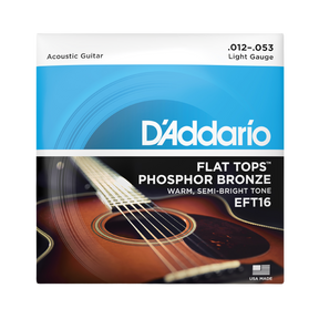 Packaging for D'Addario EFT16 Flat Tops guitar strings with product details