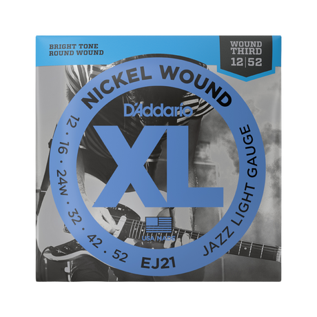 Packaging for D'Addario EJ21 Jazz Light guitar strings with product details