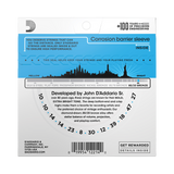 The backside for packaing for D'Addario EJ36 12-string acoustic guitar strings with product details