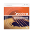 D'Addario EJ42 Phosphor Bronze Resophonic Guitar strings medium gauge packaging, featuring an orange and brown acoustic guitar sound graphic on a white background.