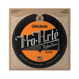 D'Addario Pro Arte EJ43 nylon core classical guitar strings in its original packaging, featuring a tan and black ornate design with a prominent orange circular label.