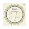 D'Addario Soprano Ukulele Black Nylon strings package, featuring a circular label with sage green and dark gray details on a cream-colored background.