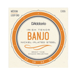 D'Addario Banjo Irish Tenor nickel-plated steel guitar strings, size 12-36, medium loop end, in a square cream-colored paper packaging sleeve with orange and gray graphic accents.