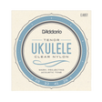 D'Addario Tenor Ukulele Clear Nylon guitar strings package, model EJ65T, featuring a cream-colored square card with a blue and gray circular graphic.