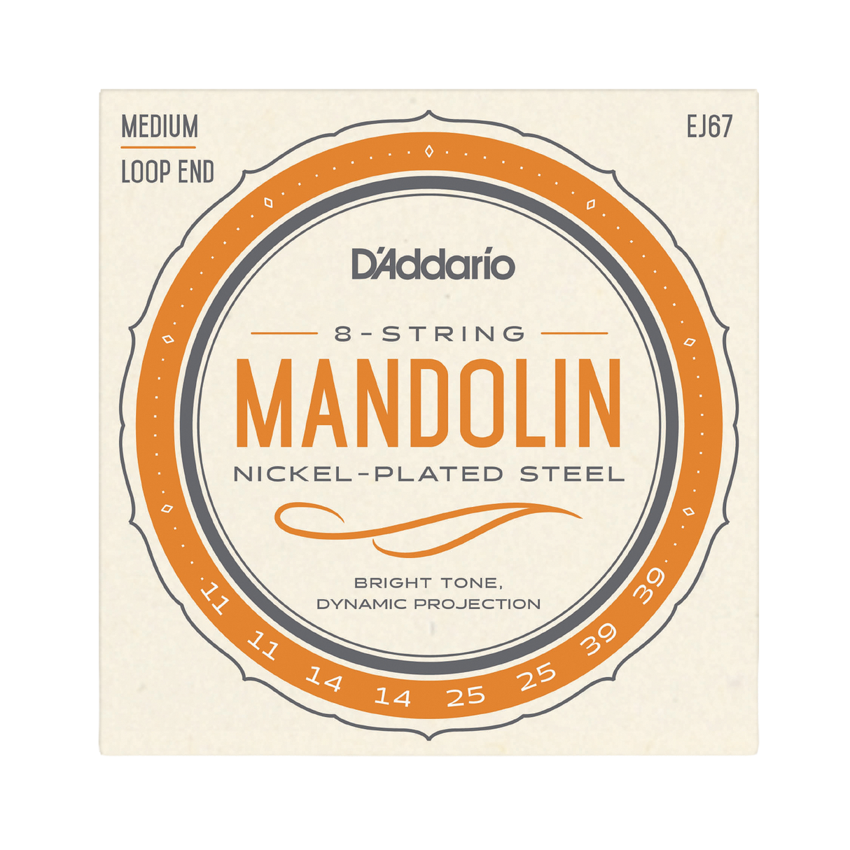D'Addario EJ67 Nickel-Plated Steel Mandolin Strings - Medium (11-39)
