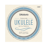 Package for D'Addario EJ88T tenor ukulele strings with a cream colored background and light blue circle design with product details.