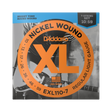 Packaging for D'Addario EXL110-7 guitar strings with brand and product details visible.