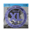 Packaging for D'Addario EXL115 electric guitar strings with brand and product details.