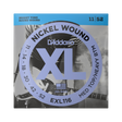Packaging for D'Addario EXL116 electric guitar strings with brand and product details.