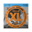 Packaging for D'Addario EXL140 electric guitar strings with brand and product details.
