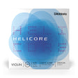 Front of packaging for D'Addario H310 4/4M Helicore violin strings with brand and product details.