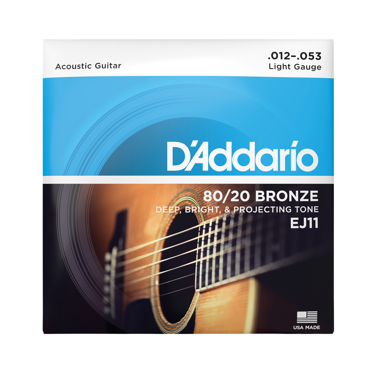 Packaging for D'Addairo EJ11 80/20 Bronze guitar strings