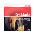 Packaging for D'Addario EJ12 80/20 bronze guitar strings with brand details