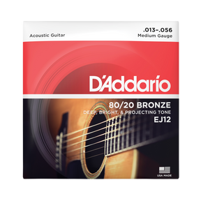Packaging for D'Addario EJ12 80/20 bronze guitar strings with brand details