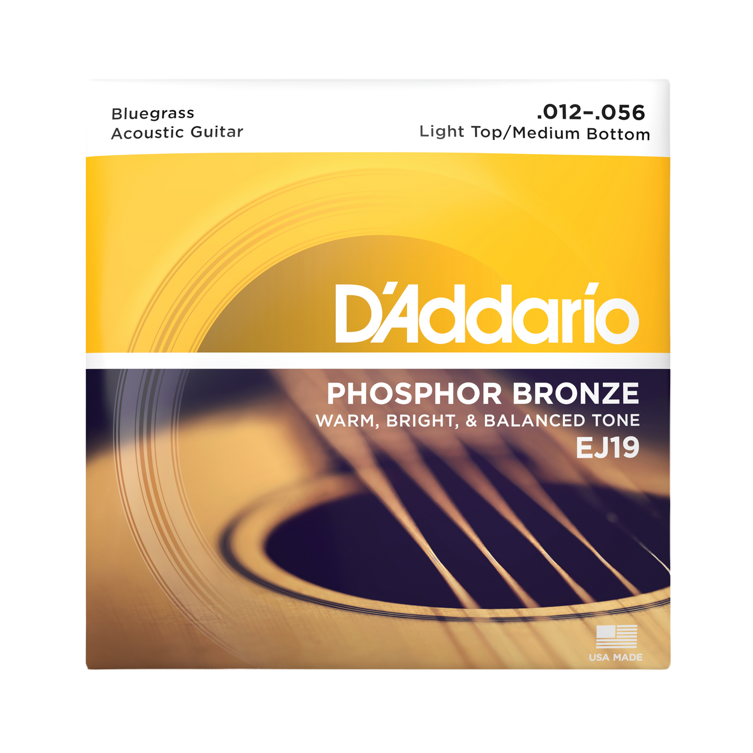 D'Addario EJ19 Phosphor Bronze Acoustic Guitar Strings - Light Top/Medium Bottom (12-56)