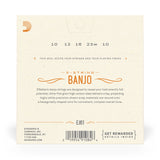 Back of packaging for D'Addario EJ61 banjo strings with brand and product details.