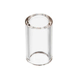 The image shows a clear glass guitar slide, a cylindrical tube worn on a finger to glide along strings, creating smooth, sliding tones and pitch bends. Common in blues, country, and rock, glass slides offer bright, clear sound and smooth movement. This medium-sized slide is suitable for various playing styles and helps achieve the classic bottleneck guitar effect originally made with glass bottle necks.