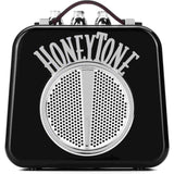 Black Honeytone guitar amplifier with a white logo on a white background