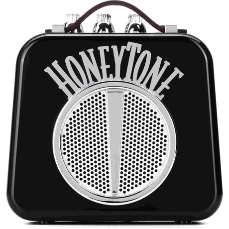Black Honeytone guitar amplifier with a white logo on a white background