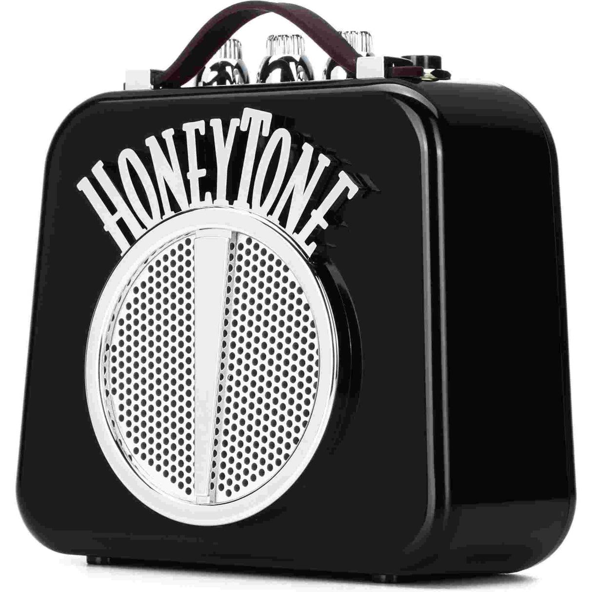 Black Honeytone guitar amplifier on a white background