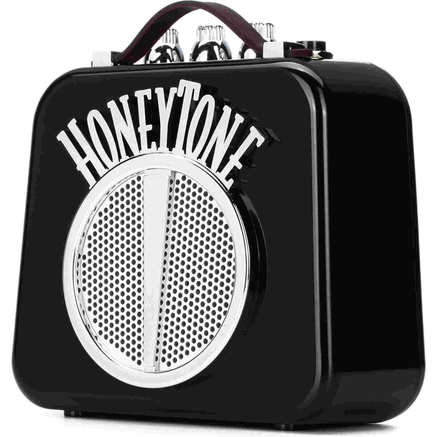 Black Honeytone guitar amplifier on a white background