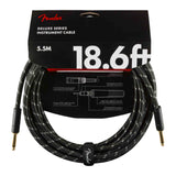 Fender Deluxe Series Tweed Instrument Cable - Straight/Straight - Black Tweed - 18.6FT
