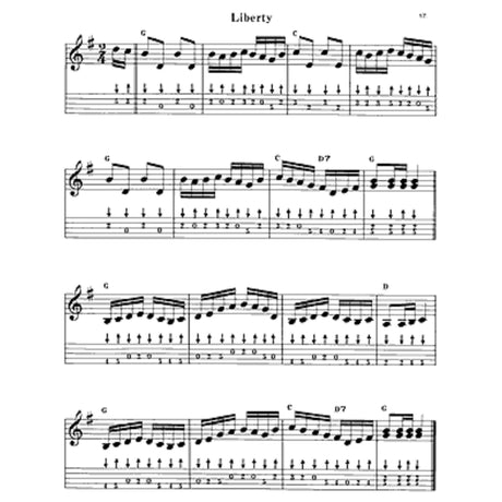 Sheet music for a mandolin piece titled 'Liberty' with musical notation on a white background.