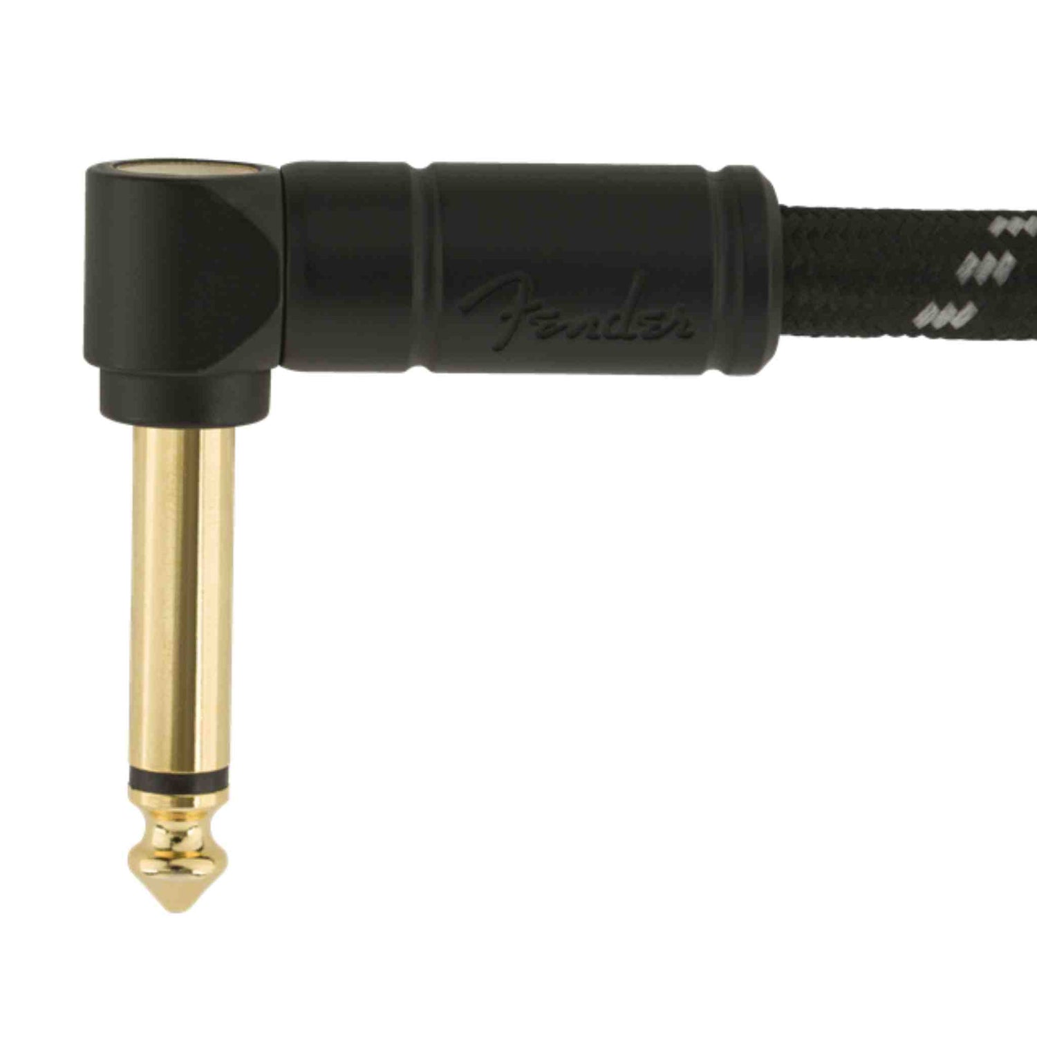 Fender Deluxe Series Tweed Instrument Cable - Straight/Angle - Black Tweed - 18.6FT
