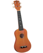 The image shows a Diamond Head soprano ukulele with a natural light brown wood finish. It features a classic figure-8 body with a central sound hole, a dark fretboard with position dots, four white tuning pegs, four strings, and a dark tie-bar bridge. The compact size and details suggest it is an entry-level instrument. The ukulele is photographed against a white background.