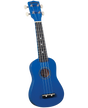 The image shows a bright blue ukulele, likely a soprano or concert size, with a traditional body shape and sound hole. It has four strings, a dark fretboard with white markers, and four tuning pegs with white knobs. The headstock displays the Diamond Head brand. The simple, clean design suggests it’s suitable for beginners, and its vibrant color makes it visually appealing, especially for younger players.