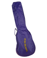 The image shows a purple guitar gig bag made of durable nylon with a zipper closure and a side carrying handle. "DIAMOND HEAD" is printed in yellow along the side. This soft case offers lightweight, affordable protection for transporting guitars, making it a popular choice among musicians for portability compared to hard cases.