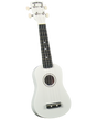 The image shows a white soprano ukulele with a cream-colored body and headstock, a dark wooden fretboard with white markers, and four white tuning pegs. The brand "DIAMOND HEAD" is visible on the headstock. It features a circular sound hole, dark wooden bridge, and four thin strings. The ukulele has a clean, modern look while retaining its classic shape, suitable for beginners or casual players.